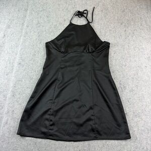 Sky & Sparrow Mini Halter Backless Satin Dress Size XL  Black